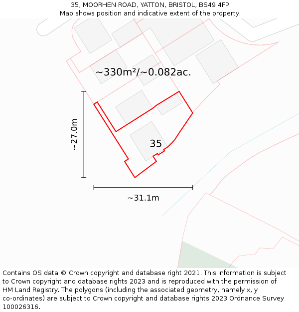 35, MOORHEN ROAD, YATTON, BRISTOL, BS49 4FP: Plot and title map