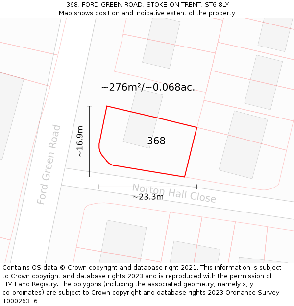 368, FORD GREEN ROAD, STOKE-ON-TRENT, ST6 8LY: Plot and title map