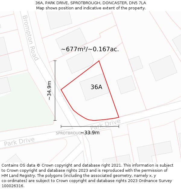 36A, PARK DRIVE, SPROTBROUGH, DONCASTER, DN5 7LA: Plot and title map