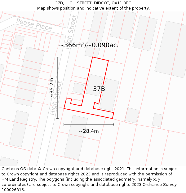 37B, HIGH STREET, DIDCOT, OX11 8EG: Plot and title map