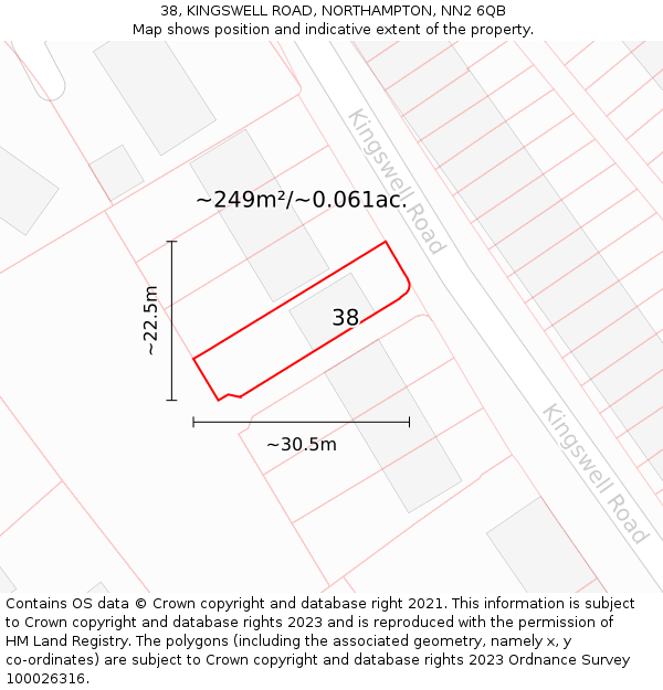 38, KINGSWELL ROAD, NORTHAMPTON, NN2 6QB: Plot and title map