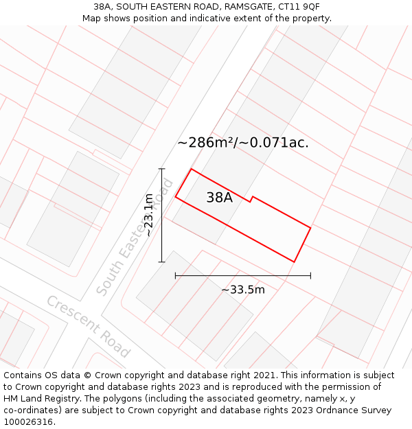 38A, SOUTH EASTERN ROAD, RAMSGATE, CT11 9QF: Plot and title map