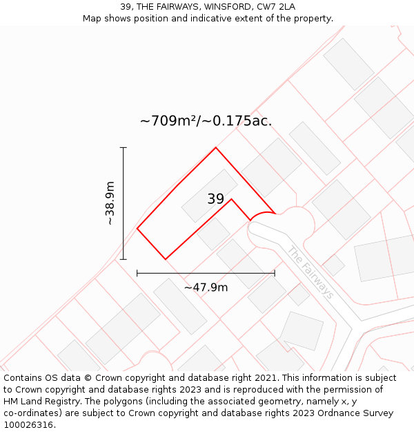 39, THE FAIRWAYS, WINSFORD, CW7 2LA: Plot and title map