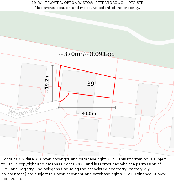 39, WHITEWATER, ORTON WISTOW, PETERBOROUGH, PE2 6FB: Plot and title map