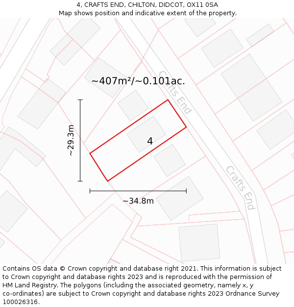 4, CRAFTS END, CHILTON, DIDCOT, OX11 0SA: Plot and title map