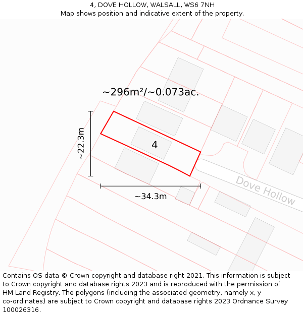 4, DOVE HOLLOW, WALSALL, WS6 7NH: Plot and title map