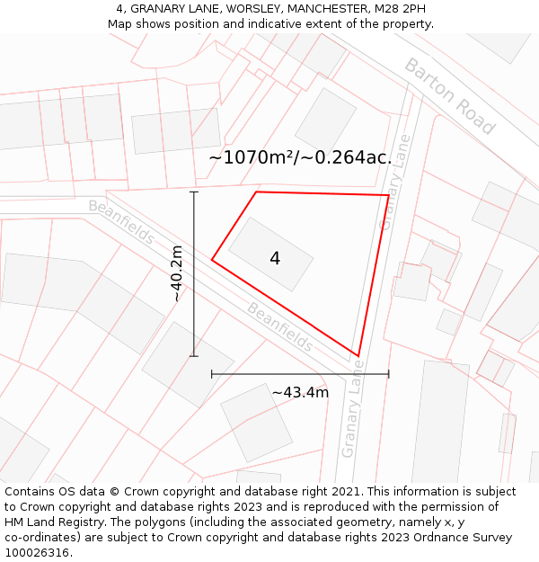 4, GRANARY LANE, WORSLEY, MANCHESTER, M28 2PH: Plot and title map