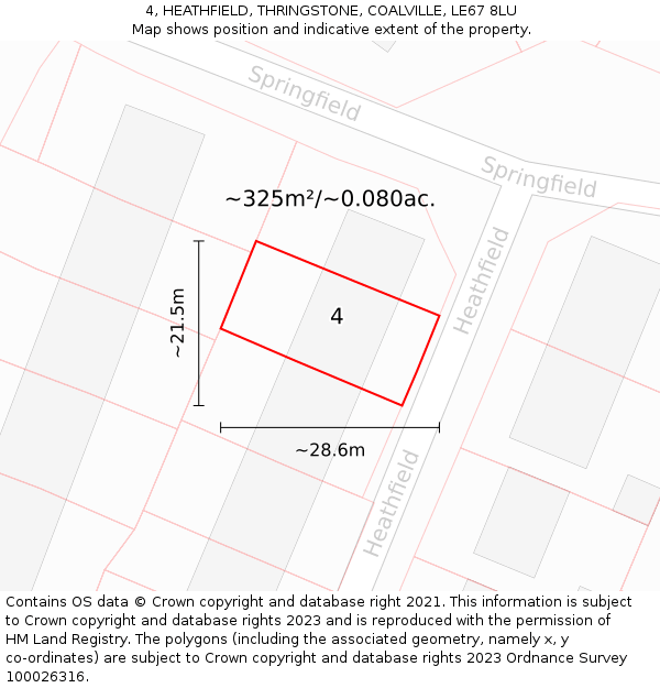 4, HEATHFIELD, THRINGSTONE, COALVILLE, LE67 8LU: Plot and title map