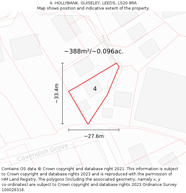 4, HOLLYBANK, GUISELEY, LEEDS, LS20 8RA: Plot and title map