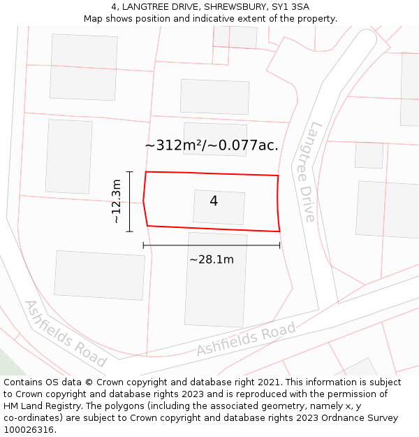 4, LANGTREE DRIVE, SHREWSBURY, SY1 3SA: Plot and title map