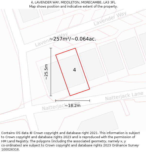 4, LAVENDER WAY, MIDDLETON, MORECAMBE, LA3 3FL: Plot and title map