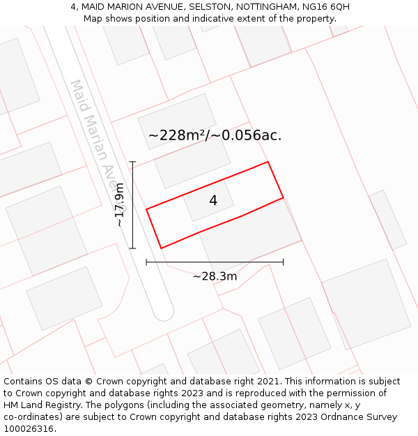 4, MAID MARION AVENUE, SELSTON, NOTTINGHAM, NG16 6QH: Plot and title map