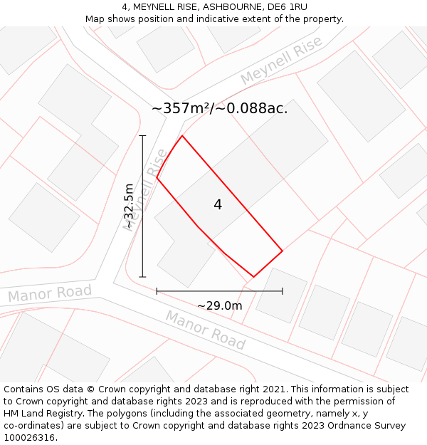 4, MEYNELL RISE, ASHBOURNE, DE6 1RU: Plot and title map