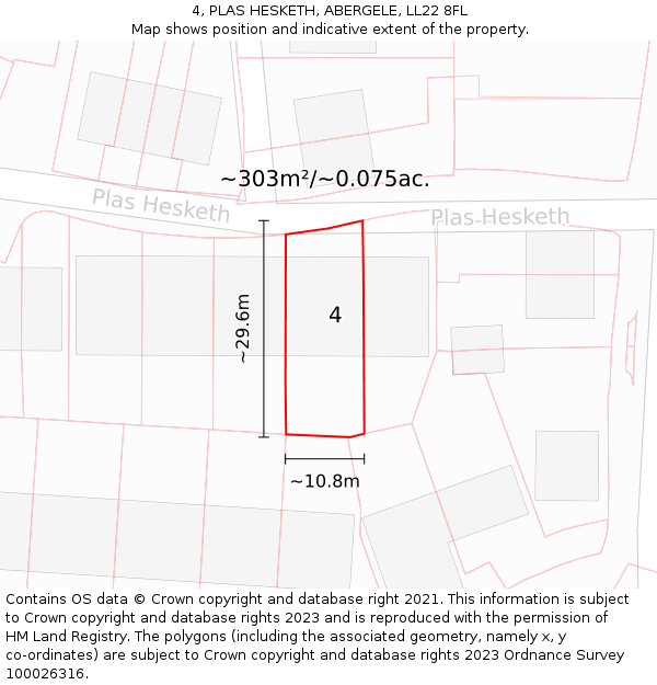 4, PLAS HESKETH, ABERGELE, LL22 8FL: Plot and title map