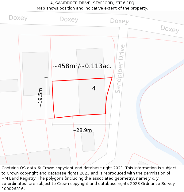 4, SANDPIPER DRIVE, STAFFORD, ST16 1FQ: Plot and title map