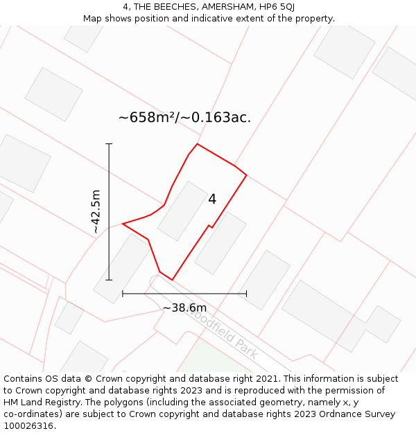 4, THE BEECHES, AMERSHAM, HP6 5QJ: Plot and title map