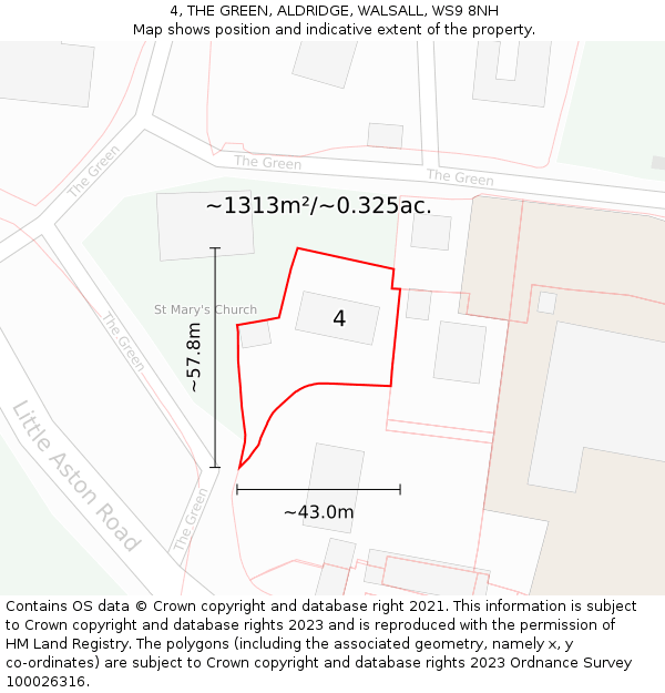 4, THE GREEN, ALDRIDGE, WALSALL, WS9 8NH: Plot and title map