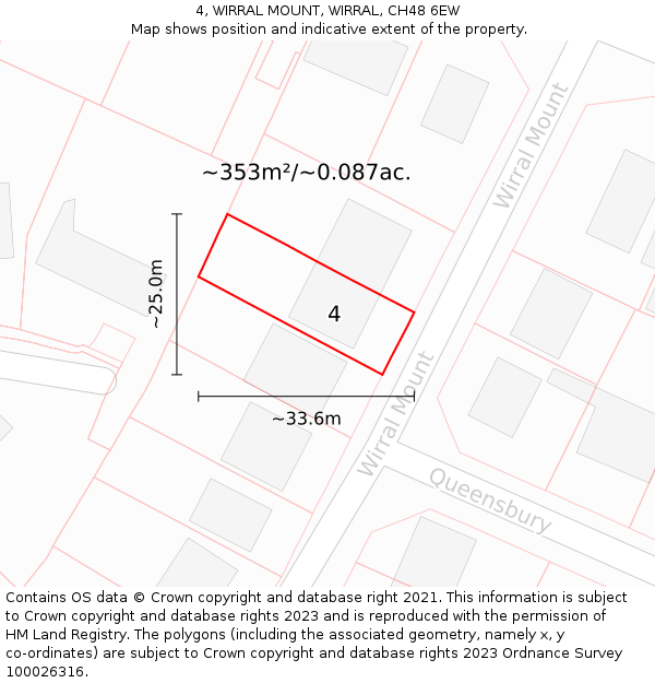 4, WIRRAL MOUNT, WIRRAL, CH48 6EW: Plot and title map