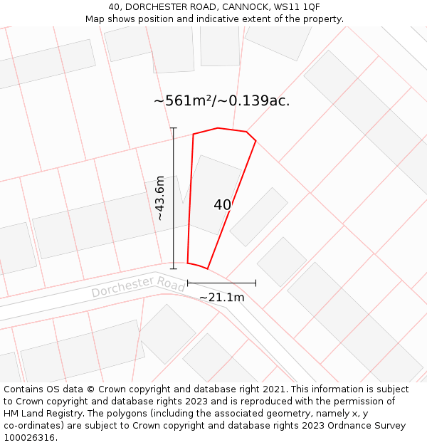 40, DORCHESTER ROAD, CANNOCK, WS11 1QF: Plot and title map