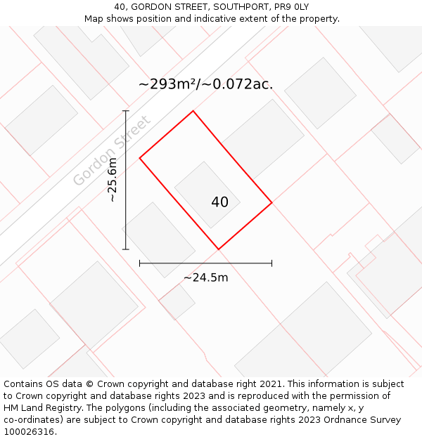 40, GORDON STREET, SOUTHPORT, PR9 0LY: Plot and title map