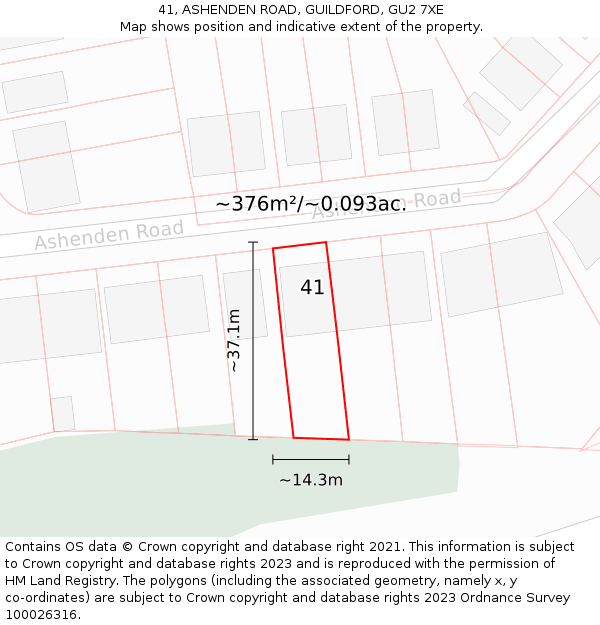 41, ASHENDEN ROAD, GUILDFORD, GU2 7XE: Plot and title map