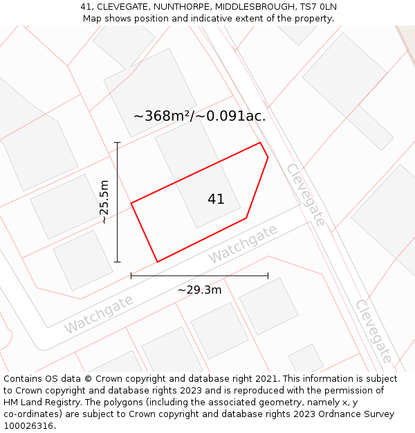 41, CLEVEGATE, NUNTHORPE, MIDDLESBROUGH, TS7 0LN: Plot and title map