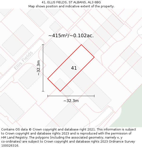 41, ELLIS FIELDS, ST ALBANS, AL3 6BG: Plot and title map