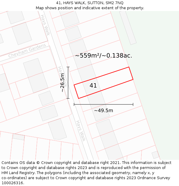 41, HAYS WALK, SUTTON, SM2 7NQ: Plot and title map