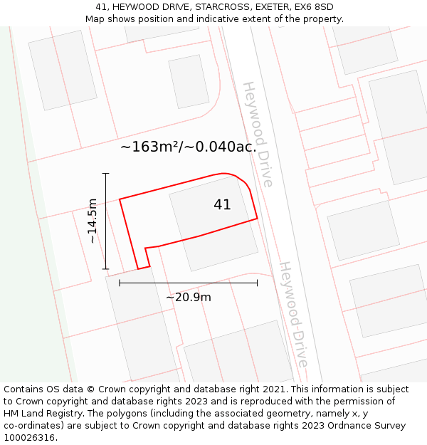 41, HEYWOOD DRIVE, STARCROSS, EXETER, EX6 8SD: Plot and title map