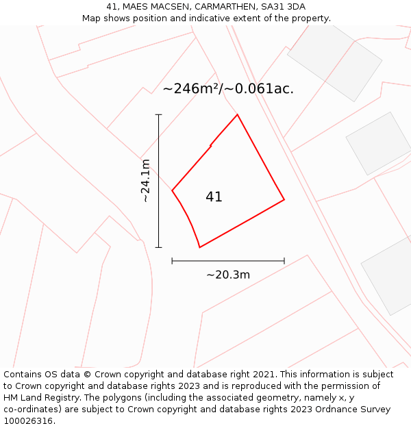 41, MAES MACSEN, CARMARTHEN, SA31 3DA: Plot and title map