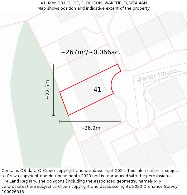 41, MANOR HOUSE, FLOCKTON, WAKEFIELD, WF4 4AN: Plot and title map