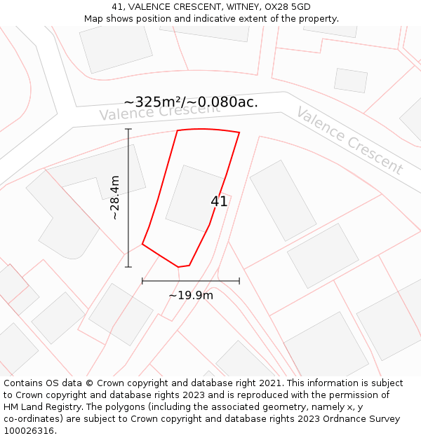 41, VALENCE CRESCENT, WITNEY, OX28 5GD: Plot and title map