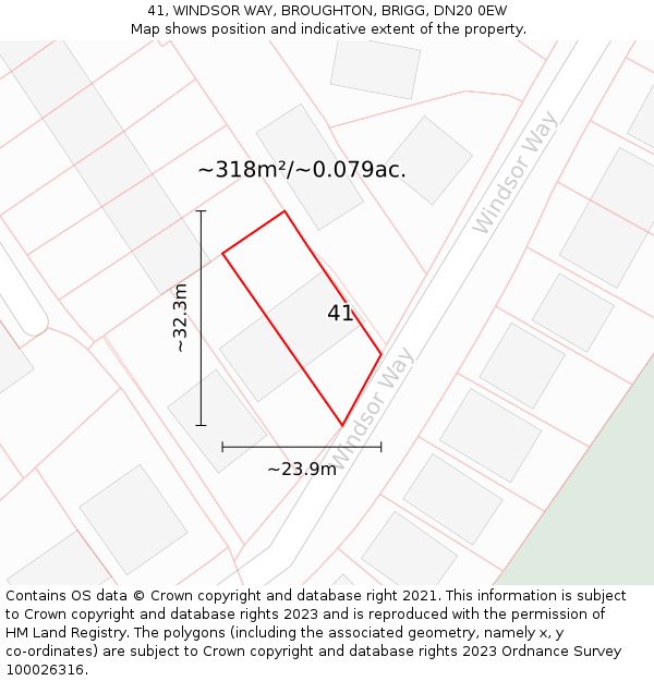 41, WINDSOR WAY, BROUGHTON, BRIGG, DN20 0EW: Plot and title map