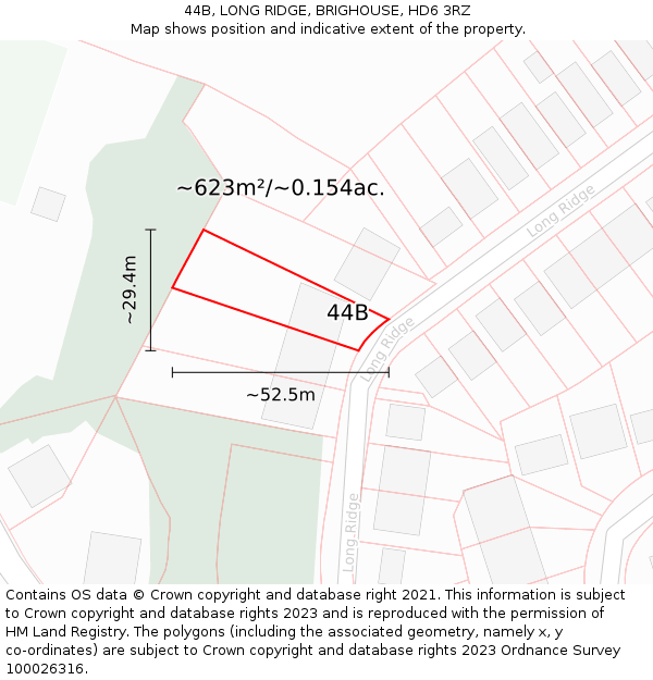 44B, LONG RIDGE, BRIGHOUSE, HD6 3RZ: Plot and title map