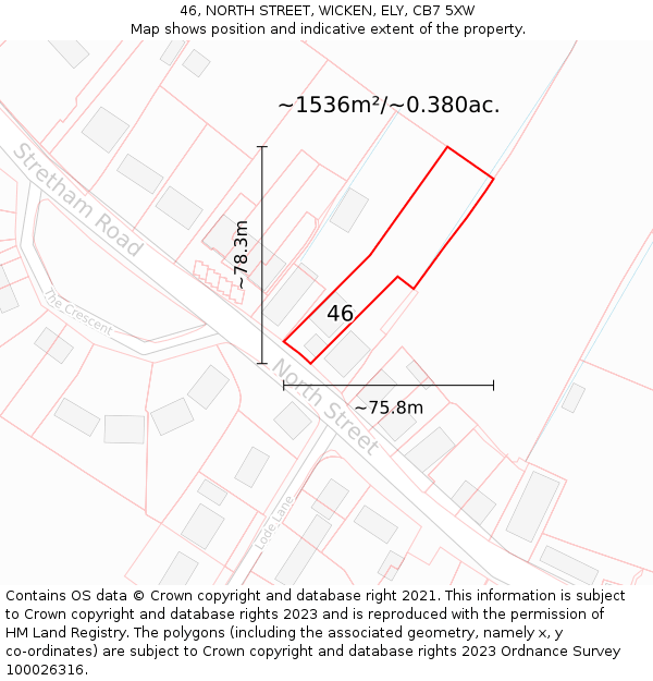 46, NORTH STREET, WICKEN, ELY, CB7 5XW: Plot and title map