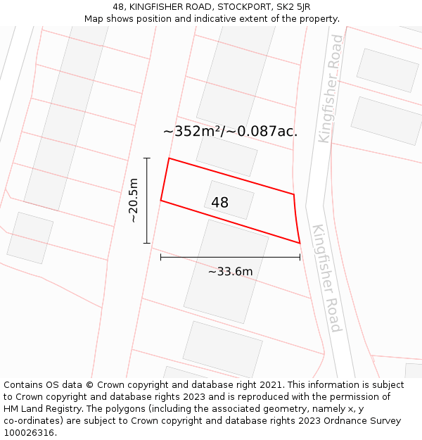 48, KINGFISHER ROAD, STOCKPORT, SK2 5JR: Plot and title map