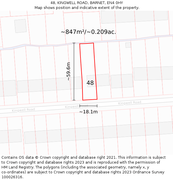 48, KINGWELL ROAD, BARNET, EN4 0HY: Plot and title map