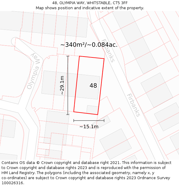 48, OLYMPIA WAY, WHITSTABLE, CT5 3FF: Plot and title map