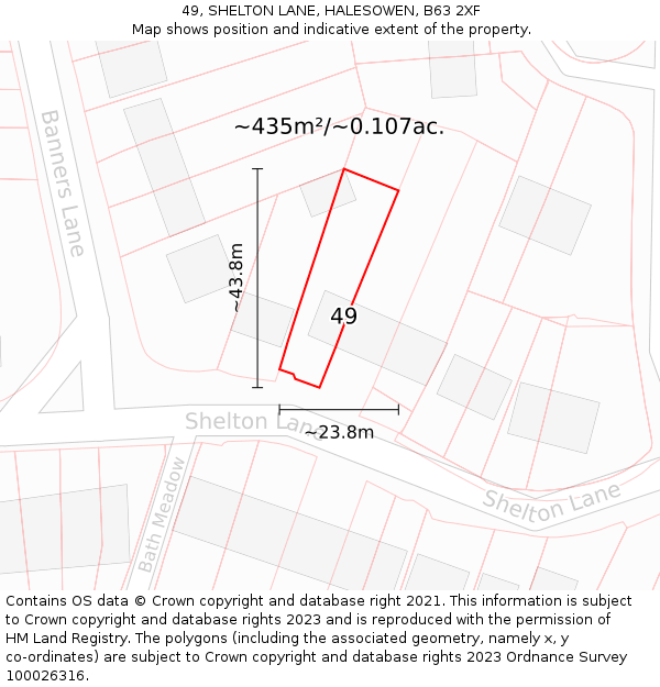 49, SHELTON LANE, HALESOWEN, B63 2XF: Plot and title map