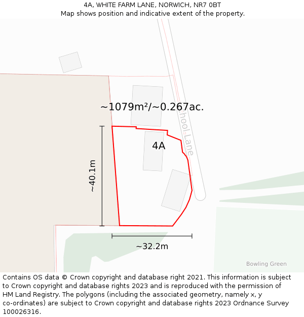 4A, WHITE FARM LANE, NORWICH, NR7 0BT: Plot and title map