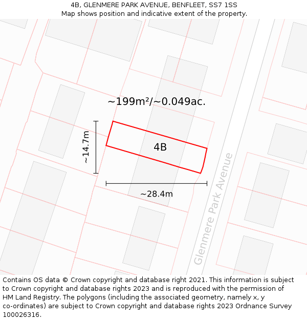 4B, GLENMERE PARK AVENUE, BENFLEET, SS7 1SS: Plot and title map