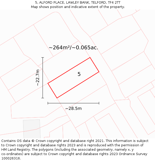 5, ALFORD PLACE, LAWLEY BANK, TELFORD, TF4 2TT: Plot and title map