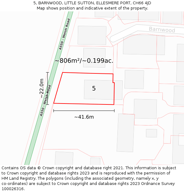 5, BARNWOOD, LITTLE SUTTON, ELLESMERE PORT, CH66 4JD: Plot and title map