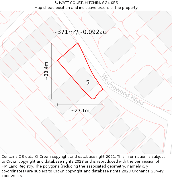 5, IVATT COURT, HITCHIN, SG4 0ES: Plot and title map