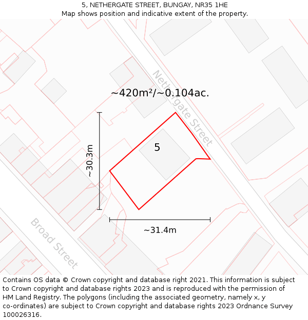 5, NETHERGATE STREET, BUNGAY, NR35 1HE: Plot and title map