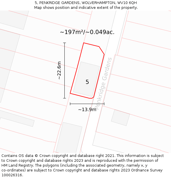 5, PENKRIDGE GARDENS, WOLVERHAMPTON, WV10 6QH: Plot and title map