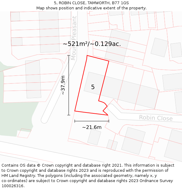 5, ROBIN CLOSE, TAMWORTH, B77 1GS: Plot and title map