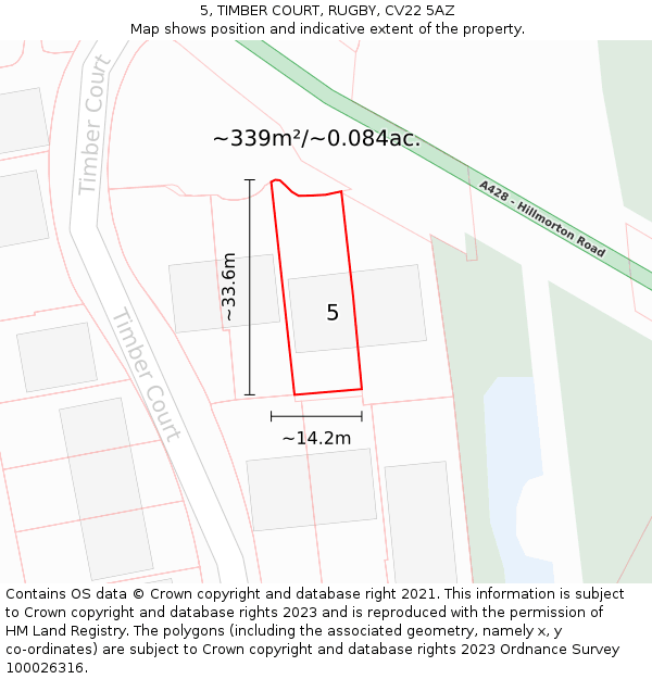 5, TIMBER COURT, RUGBY, CV22 5AZ: Plot and title map