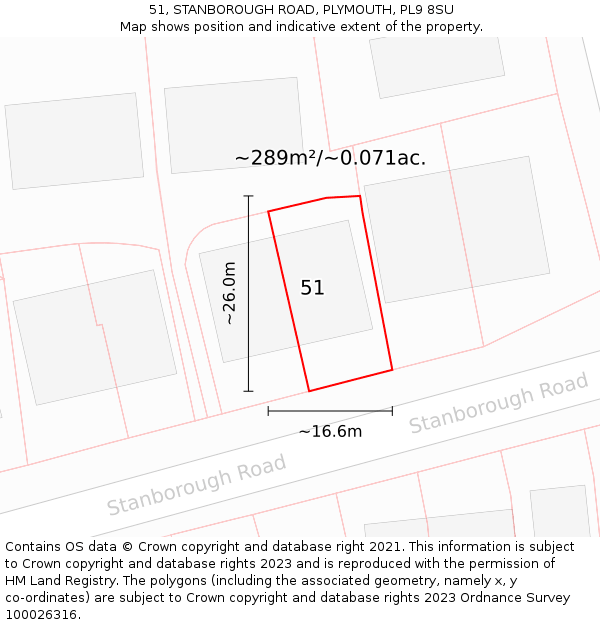 51, STANBOROUGH ROAD, PLYMOUTH, PL9 8SU: Plot and title map