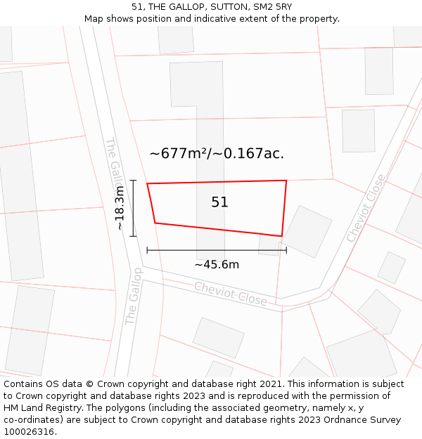 51, THE GALLOP, SUTTON, SM2 5RY: Plot and title map